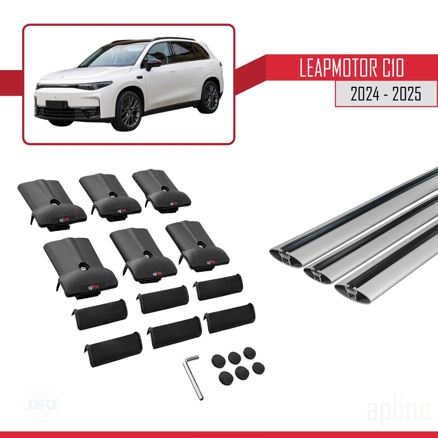 Compatible con LEAPMOTOR C10 2024-2025 FLY Model Barras de Techo Auto Portaequipajes Barras Transversales Gris Aluminio 3 Barras