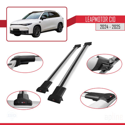Compatible con LEAPMOTOR C10 2024-2025 FLY Model Barras de Techo Auto Portaequipajes Barras Transversales Gris Aluminio 2 Barras
