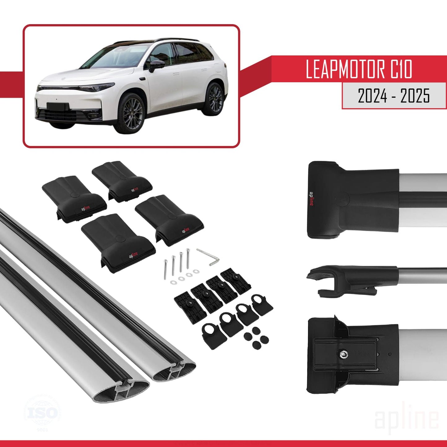 Compatible con LEAPMOTOR C10 2024-2025 FLY Model Barras de Techo Auto Portaequipajes Barras Transversales Gris Aluminio 2 Barras