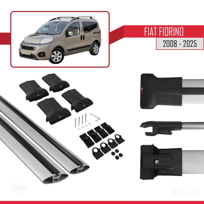 Compatibile con Fiat Fiorino (Modello Tubolare) Modello FLY Barre Portatutto Railing Portapacchi Auto Alluminio Grigio 2 Barre
