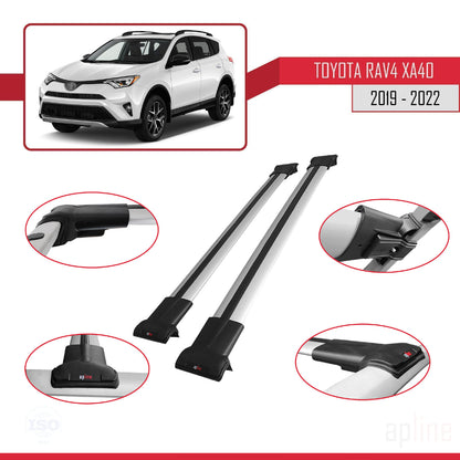 Compatible avec Toyota RAV4 IV (XA40) Post-Facelift 2016-2018 FLY Model Barres de Toit Railing Porte-Bagages de Voiture Gris Aluminium 2 Barres