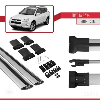 Compatible avec Toyota RAV4 III (XA30) 2006-2012 FLY Model Barres de Toit Railing Porte-Bagages de Voiture Gris Aluminium 2 Barres