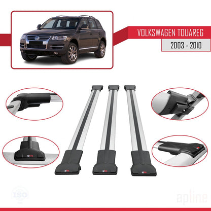 Compatible avec Volkswagen Touareg (7L) 2002-2010 FLY Model Barres de Toit Railing Porte-Bagages de Voiture Gris Aluminium 3 Barres