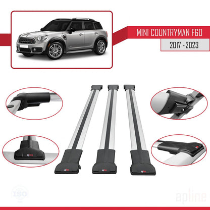 Compatible con Mini Countryman 2 (F60) 2017-2023 FLY Model Barras de Techo Auto Portaequipajes Barras Transversales Gris Aluminio 3 Barras