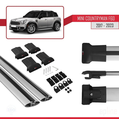 Compatible con Mini Countryman 2 (F60) 2017-2023 FLY Model Barras de Techo Auto Portaequipajes Barras Transversales Gris Aluminio 2 Barras