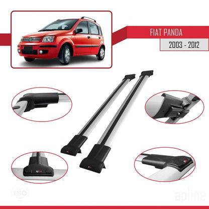 Compatible avec Fiat Panda 2 (169) 2003-2012 FLY Model Barres de Toit Railing Porte-Bagages de Voiture Gris Aluminium 2 Barres