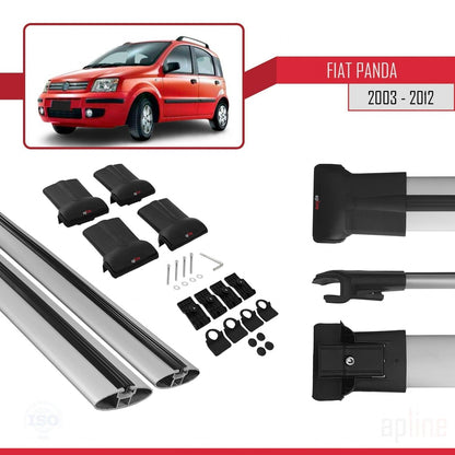 Compatible avec Fiat Panda 2 (169) 2003-2012 FLY Model Barres de Toit Railing Porte-Bagages de Voiture Gris Aluminium 2 Barres