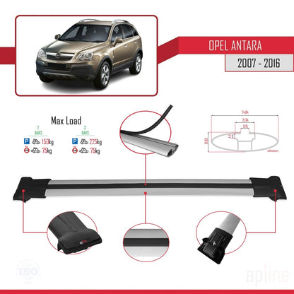 Compatible avec Opel Antara 2007-2016 FLY Model Barres de Toit Railing Porte-Bagages de Voiture Gris Aluminium 2 Barres