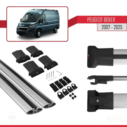 Compatible con Peugeot Boxer 2 2007-2025 FLY Model Barras de Techo Auto Portaequipajes Barras Transversales Gris Aluminio 2 Barras