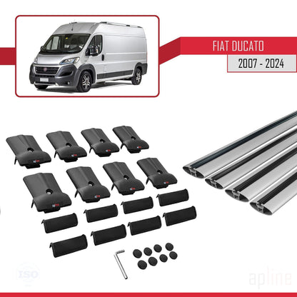 Compatibile con Fiat Ducato 3 2007-2025 Modello FLY Barre Portatutto Railing Portapacchi Auto Alluminio Grigio 4 Barre