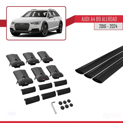 Compatibile con A4 (B9) Allroad 2016-2025 modello FLY Barre portatutto per auto Portapacchi in alluminio nero 3 barre
