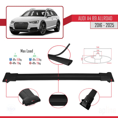 Compatibile con A4 (B9) Allroad 2016-2025 modello FLY Barre portatutto per auto Portapacchi in alluminio nero 2 barre