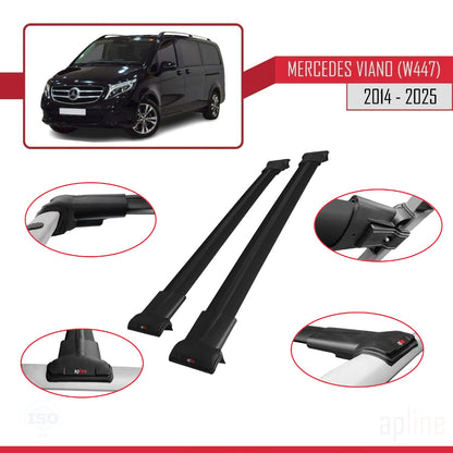 Compatible con Mercedes Viano 3 (W447) 2014-2025 FLY Model Barras de Techo Auto Portaequipajes Barras Transversales Negro Aluminio 2 Barras
