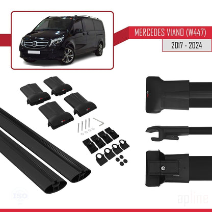 Compatible con Mercedes Viano 3 (W447) 2014-2025 FLY Model Barras de Techo Auto Portaequipajes Barras Transversales Negro Aluminio 2 Barras