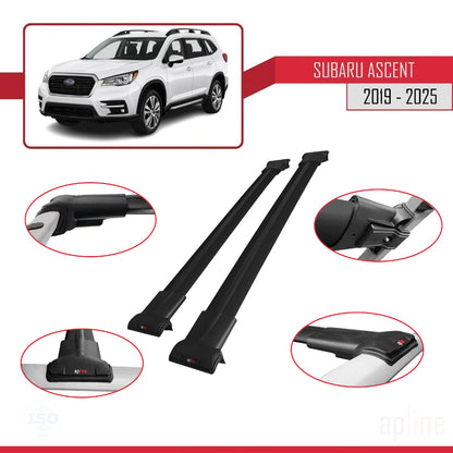 Compatible avec Subaru Ascent 2019-2025 FLY Model Barres de Toit Railing Porte-Bagages de Voiture Noir Aluminium 2 Barres