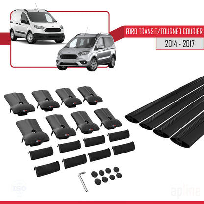 Compatible with Ford Transit/Tourneo Courier Pre-Facelift 2014-2017 FLY Model Car Roof Rack Cross Bar Black Aluminium 4 Bars