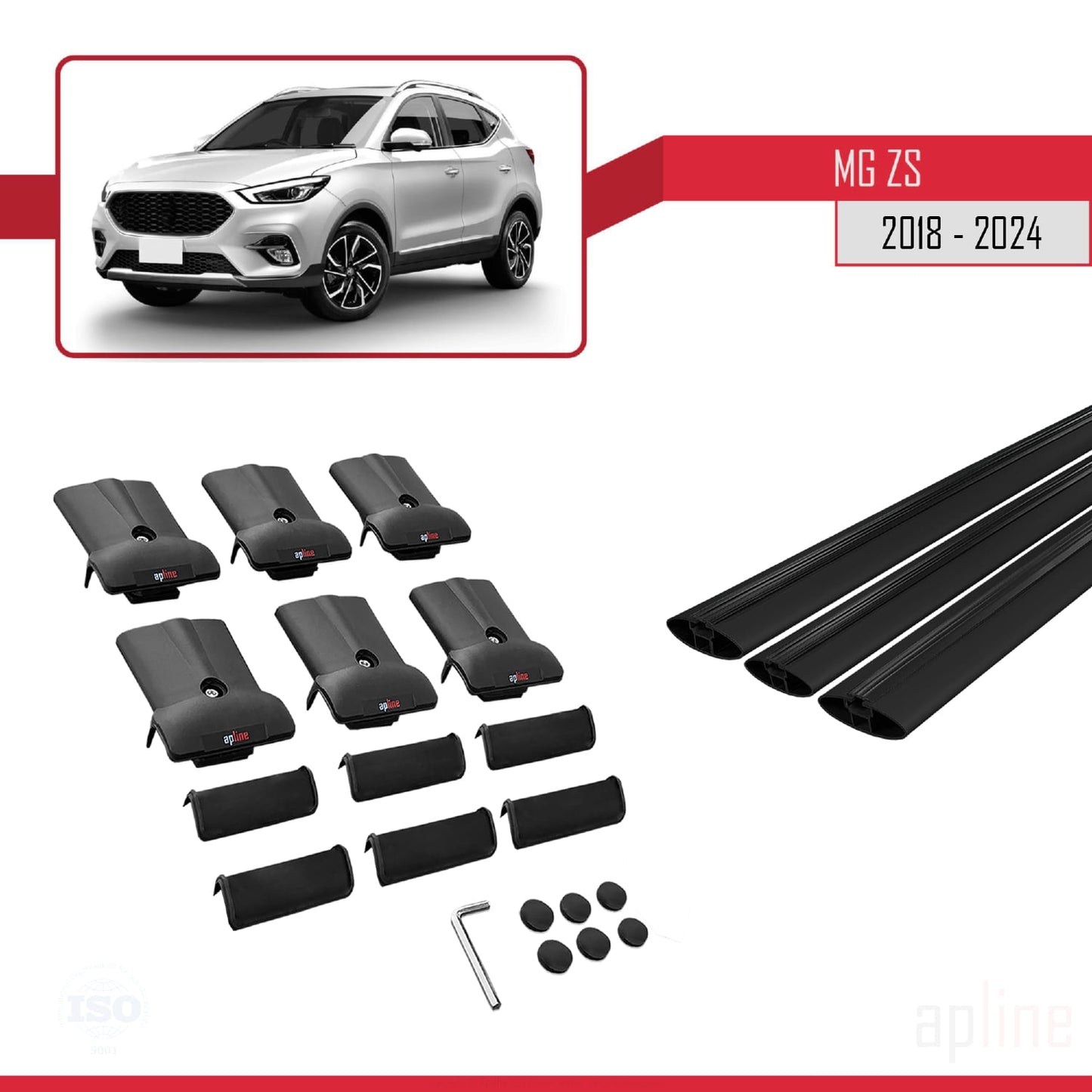 Compatible avec MG ZS 2018-2024 FLY Model Barres de Toit Railing Porte-Bagages de Voiture Noir Aluminium 3 Barres