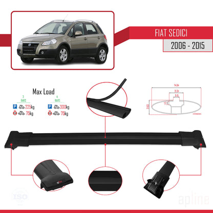 Compatibile con Fiat Sedici 2006-2015 modello FLY Barre portatutto Railing Portapacchi per auto Alluminio nero 3 barre