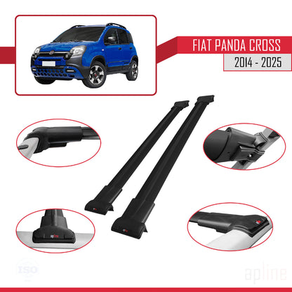 Kompatibel mit Fiat Panda Cross 2014-2025 FLY Modell Dachgepäckträger, schwarzes Aluminium, 2 Stangen
