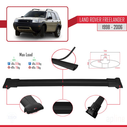 Compatible con Land Rover Freelander (L314) 1998-2006 FLY Model Barras de Techo Auto Portaequipajes Barras Transversales Negro Aluminio 3 Barras