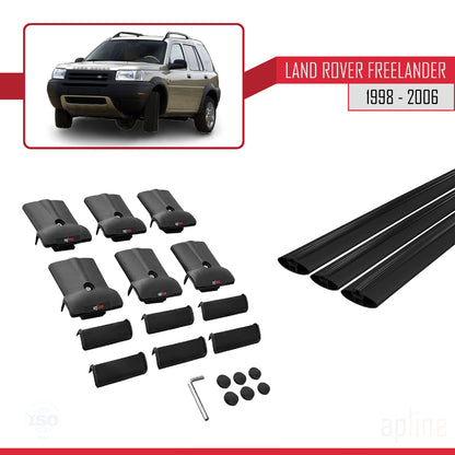 Compatible con Land Rover Freelander (L314) 1998-2006 FLY Model Barras de Techo Auto Portaequipajes Barras Transversales Negro Aluminio 3 Barras