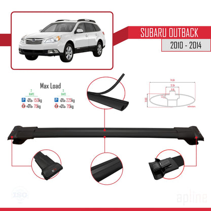Compatible avec Subaru Outback 2010-2014 FLY Model Barres de Toit Railing Porte-Bagages de Voiture Noir Aluminium 3 Barres