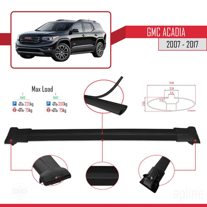 Compatible with GMC Acadia 2007-2017 FLY Model Car Roof Rack Cross Bar Black Aluminium 3 Bars