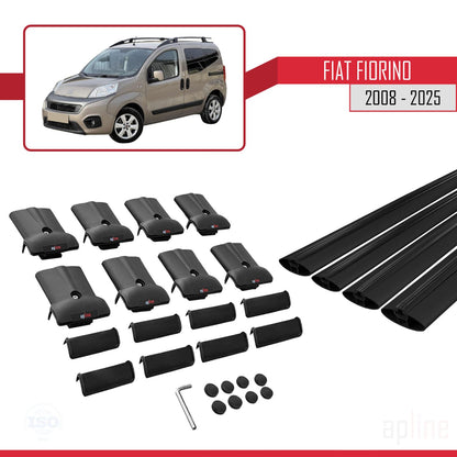 Kompatibel mit Fiat Fiorino (Rohrrahmenmodell) 2008-2025 FLY Modell Dachgepäckträger Gepäckträger Schwarz Aluminium 4 Stangen