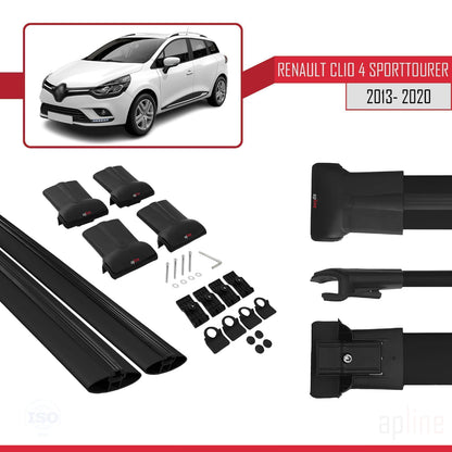 Compatible with Renault Clio 4 ST 2013-2020 FLY Model Car Roof Rack Cross Bar Black Aluminium 2 Bars