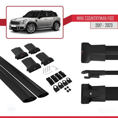 Compatible con Mini Countryman 2 (F60) 2017-2023 FLY Model Barras de Techo Auto Portaequipajes Barras Transversales Negro Aluminio 2 Barras
