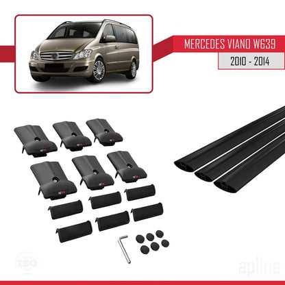 Compatible con Mercedes Viano 2 (W639) Post-Facelift 2010-2014 FLY Model Barras de Techo Auto Portaequipajes Barras Transversales Negro Aluminio 3 Barras