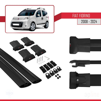 Compatible avec Fiat Fiorino 3 2008-2025 FLY Model Barres de Toit Railing Porte-Bagages de Voiture Noir Aluminium 2 Barres