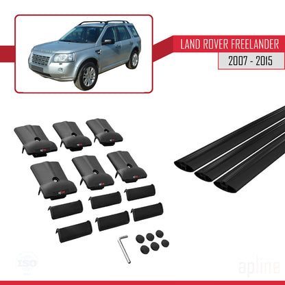 Compatible avec Land Rover Freelander 2 (L359) 2007-2015 FLY Model Barres de Toit Railing Porte-Bagages de Voiture Noir Aluminium 3 Barres