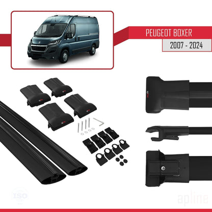 Compatible con Peugeot Boxer 2 2007-2025 FLY Model Barras de Techo Auto Portaequipajes Barras Transversales Negro Aluminio 2 Barras