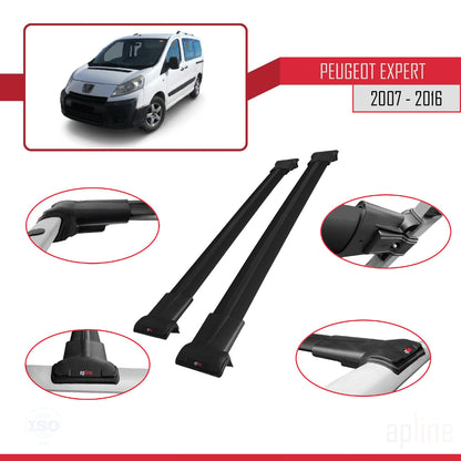 Compatible con Peugeot Expert 2 2007-2016 FLY Model Barras de Techo Auto Portaequipajes Barras Transversales Negro Aluminio 2 Barras