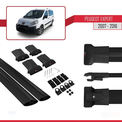 Compatible con Peugeot Expert 2 2007-2016 FLY Model Barras de Techo Auto Portaequipajes Barras Transversales Negro Aluminio 2 Barras