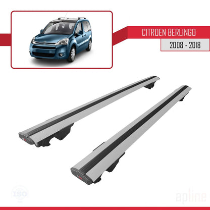 Compatibile con Citroen Berlingo 2 (B9) 2008-2018 Modello HOOK Barre portatutto Portapacchi per auto Alluminio grigio 2 barre