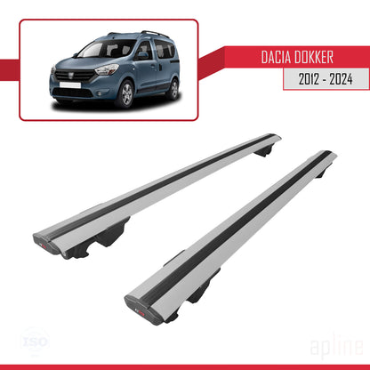 Compatibile con Dacia Dokker (K67) 2012-2024 Modello HOOK Barre portatutto per auto Portapacchi Grigio Alluminio 2 Barre