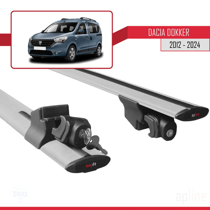 Compatibile con Dacia Dokker (K67) 2012-2024 Modello HOOK Barre portatutto per auto Portapacchi Grigio Alluminio 2 Barre