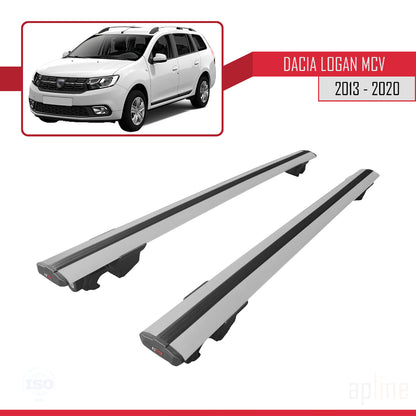 Compatibile con Dacia Logan 2 MCV (K52) 2013-2020 Modello HOOK Barre portatutto Portapacchi per auto Grigio Alluminio 2 Barre