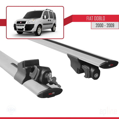 Compatibile con Fiat Doblo 2000-2009 Modello HOOK Barre Portatutto Railing Portapacchi Auto Alluminio Grigio 2 Barre