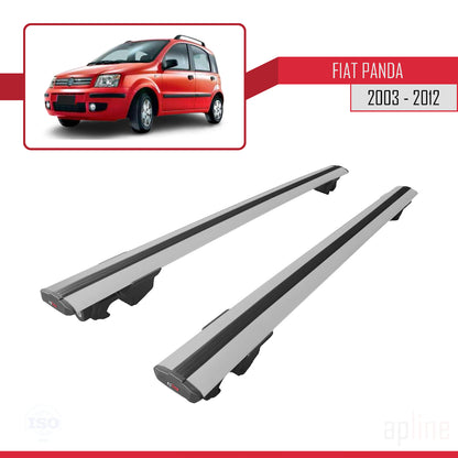 Compatibile con Fiat Panda 2 (169) 2003-2012 Modello HOOK Barre Portatutto Railing Portapacchi Auto Alluminio Grigio 2 Barre
