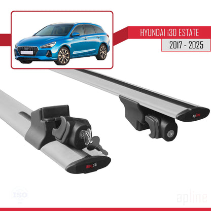 Compatible with Hyundai i30 3 (PD) SW 2017-2025 HOOK Model Car Roof Rack Cross Bar Grey Aluminium 2 Bars