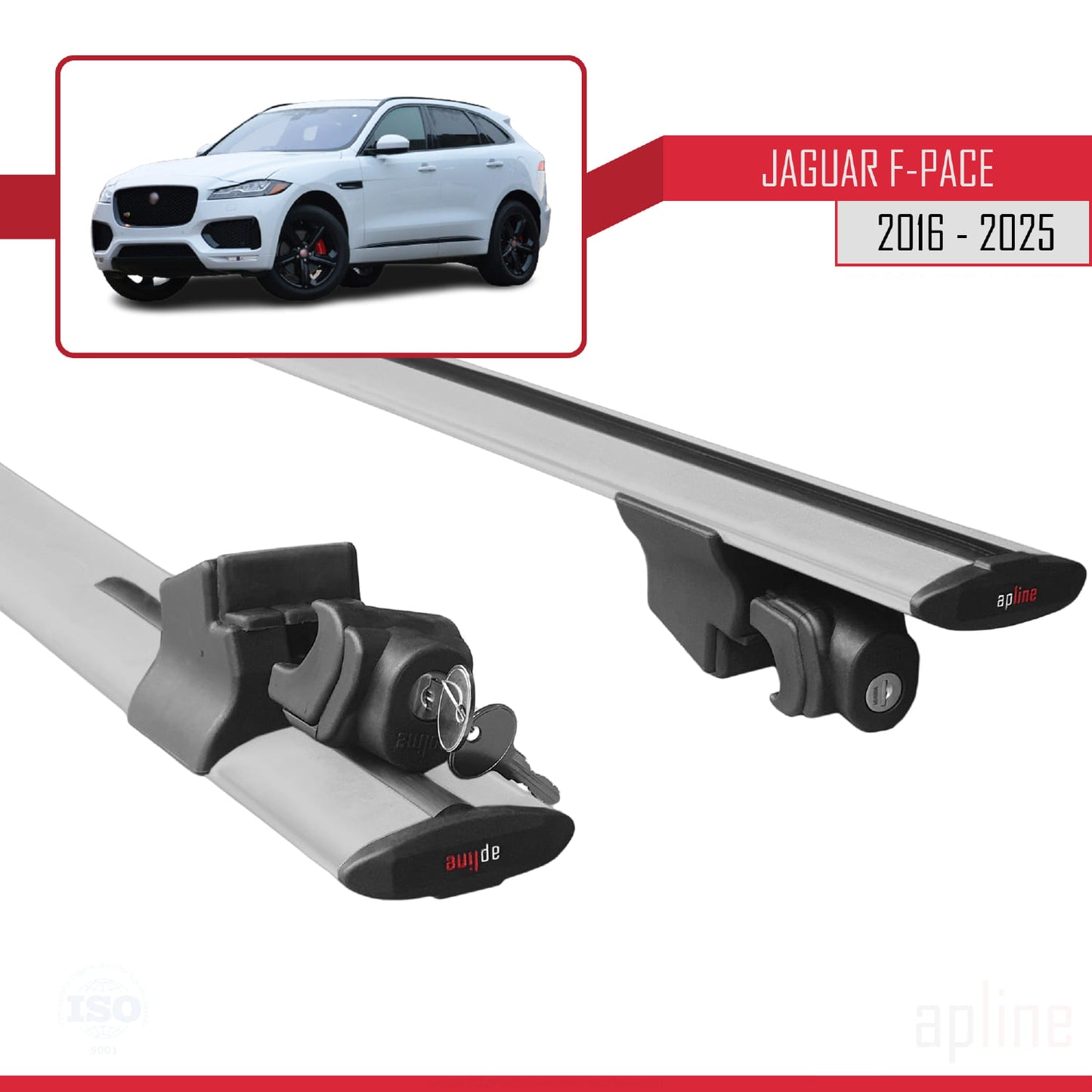 Compatible con Jaguar F-Pace (X761) 2016-2025 HOOK Model Barras de Techo Auto Portaequipajes Barras Transversales Gris Aluminio 2 Barras