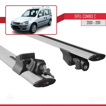 Compatible avec Opel Combo C 2001-2011 HOOK Model Barres de Toit Railing Porte-Bagages de Voiture Gris Aluminium 2 Barres