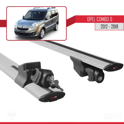 Compatible avec Opel Combo D 2012-2018 HOOK Model Barres de Toit Railing Porte-Bagages de Voiture Gris Aluminium 2 Barres