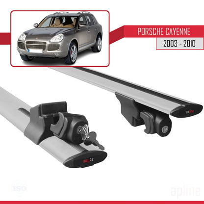 Compatible con Porsche Cayenne (9PA) 2003-2010 HOOK Model Barras de Techo Auto Portaequipajes Barras Transversales Gris Aluminio 2 Barras