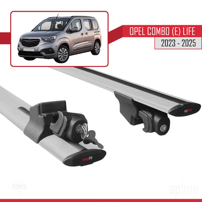 Compatible avec Opel Combo E Life 2023-2025 HOOK Model Barres de Toit Railing Porte-Bagages de Voiture Gris Aluminium 2 Barres