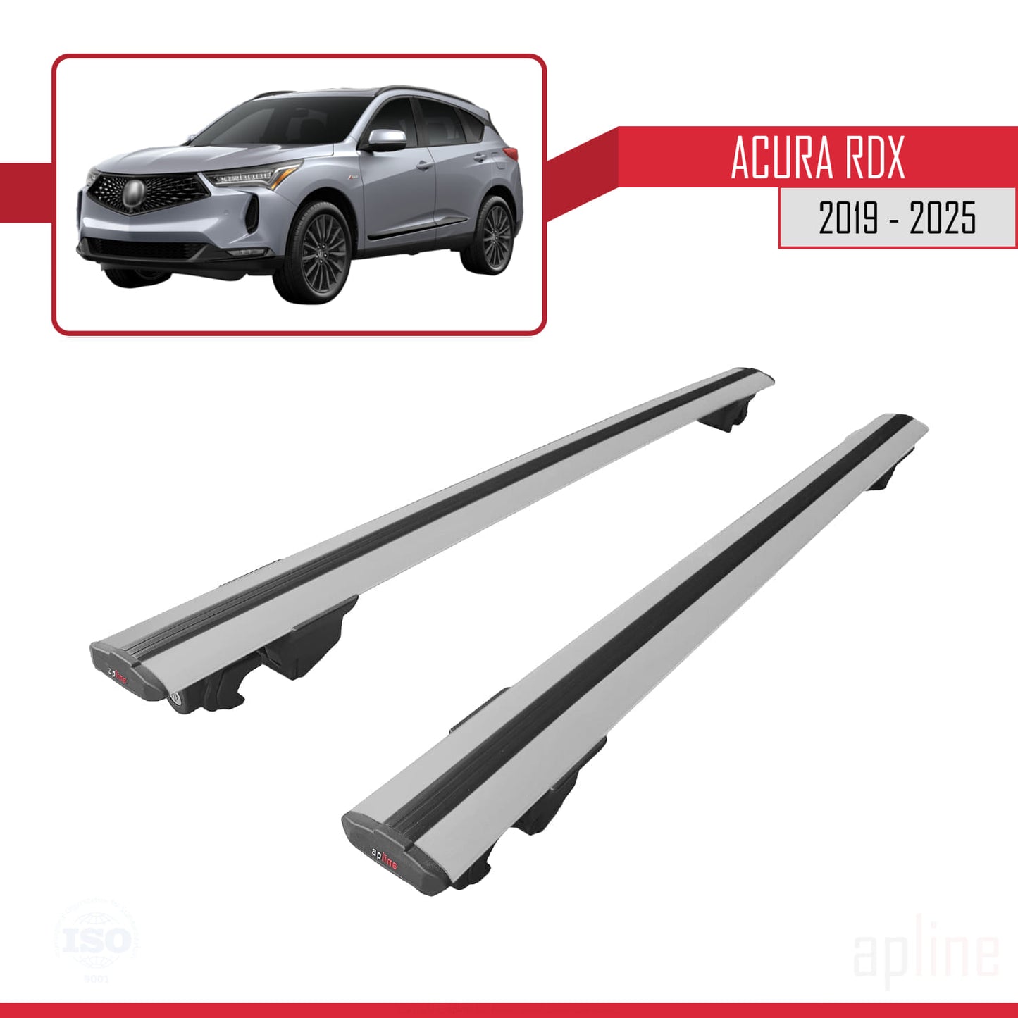 Compatibile con Acura RDX 2019-2025 modello HOOK Barre portatutto per auto Portapacchi in alluminio grigio 2 barre