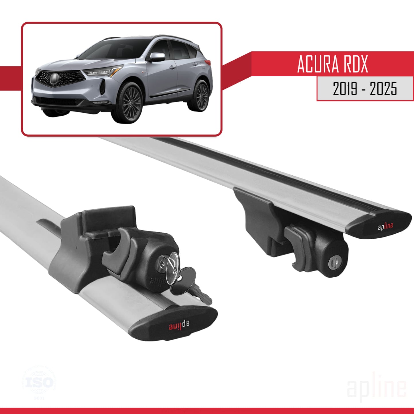 Compatibile con Acura RDX 2019-2025 modello HOOK Barre portatutto per auto Portapacchi in alluminio grigio 2 barre